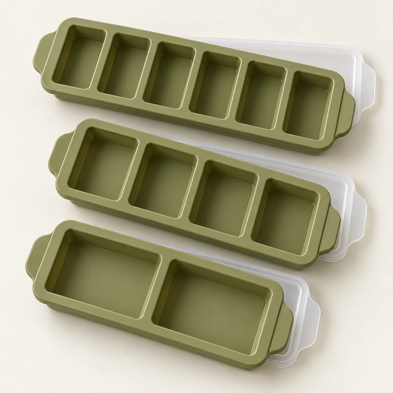 The Everyday Set in Olive: 3 trays with fitted lids