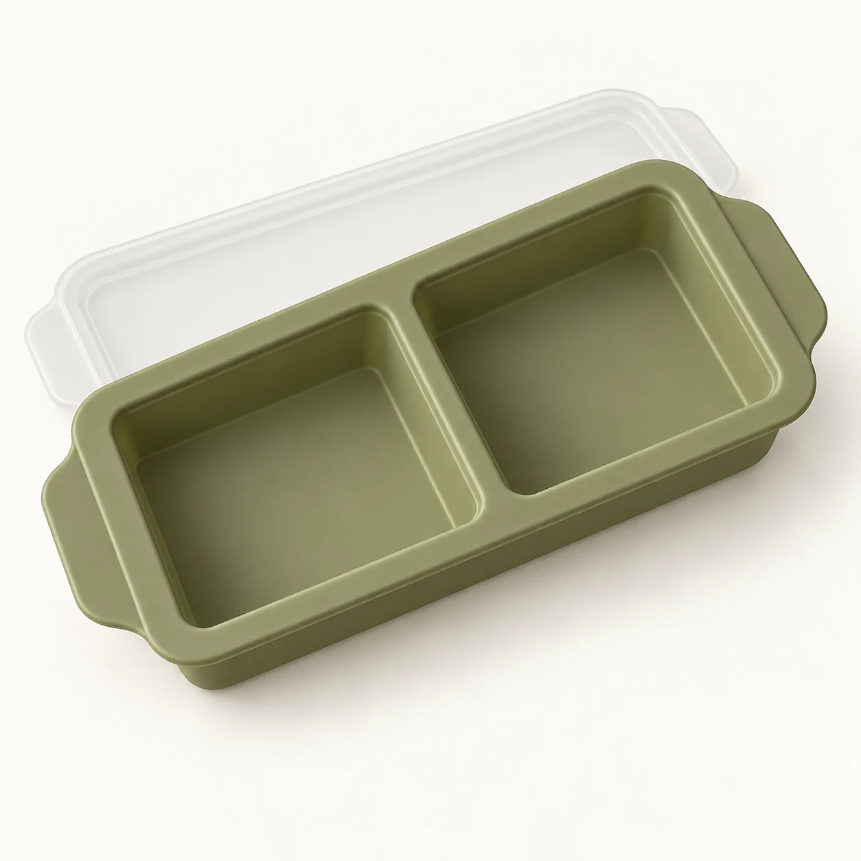 Olive silicone tray with 2 compartments